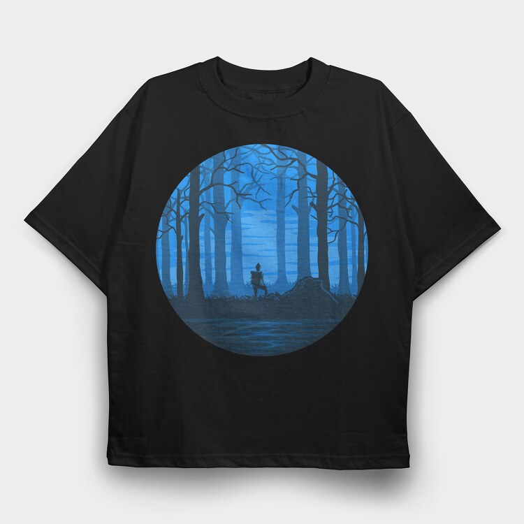 Blue Forest Wanderer, Tricou Oversize Barbati (Unisex)