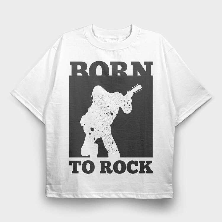 Born To Rock Guitar, Tricou Oversize Barbati (Unisex)