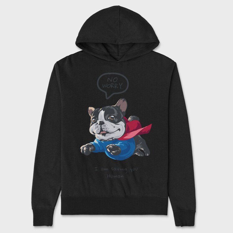 Bulldog Superhero, Hanorac Oversize Barbati (Unisex)