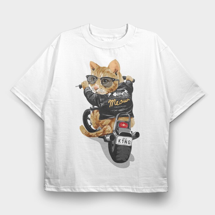 Cat King Meow, Tricou Oversize Barbati (Unisex)