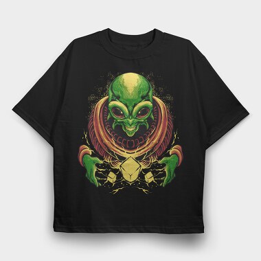 Alien Grin, Tricou Oversize Barbati (Unisex)