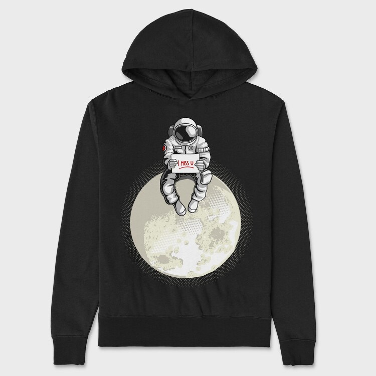 Astronaut Moon Miss You, Hanorac Oversize Barbati (Unisex)