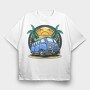Beach Bus Vibes, Tricou Oversize Barbati (Unisex)