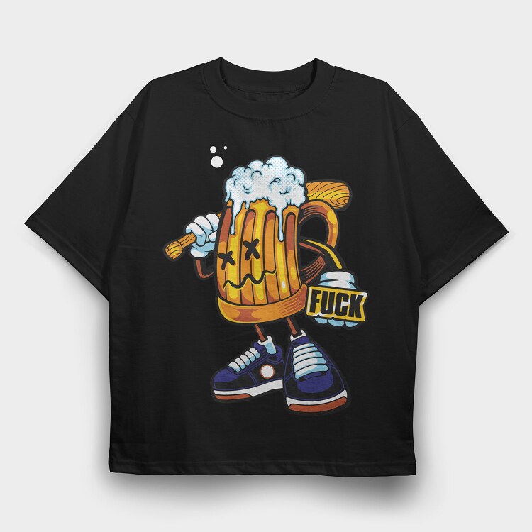 Beer Face Fuk, Tricou Oversize Barbati (Unisex)