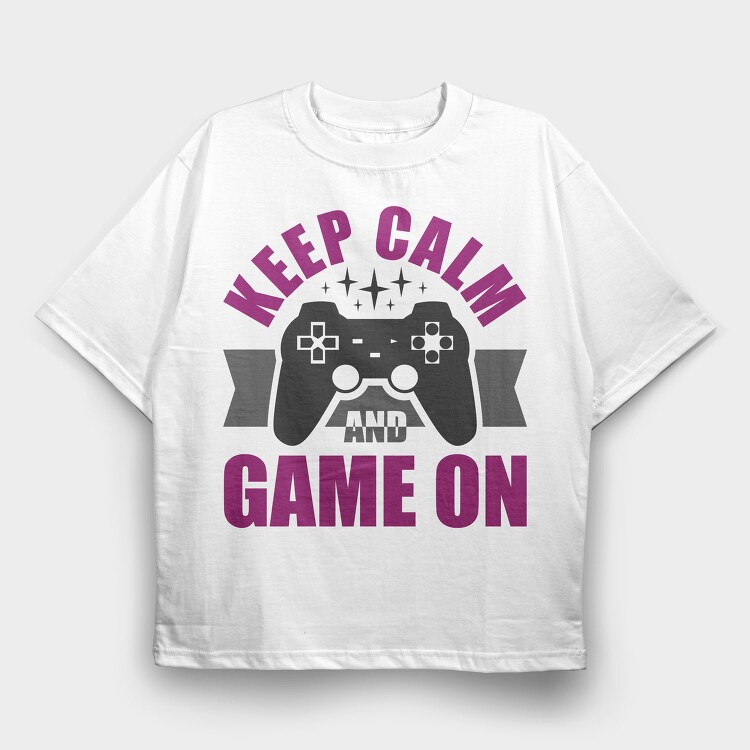 Keep Calm Game On, Tricou Oversize Barbati (Unisex)
