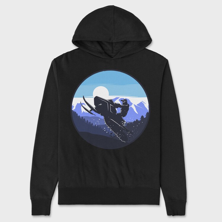 Snowboarders Moonrise, Hanorac Oversize Barbati (Unisex)