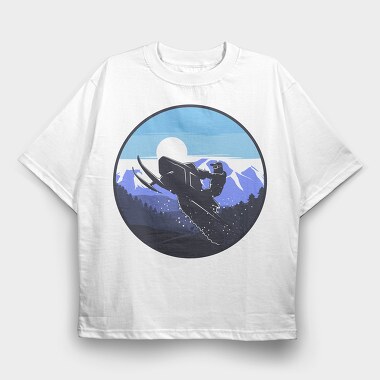 Snowboarders Moonrise, Tricou Oversize Barbati (Unisex)