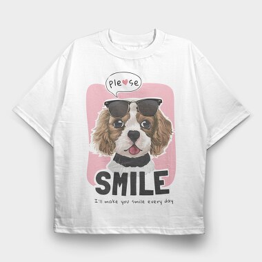 Doggy Smile, Tricou Oversize Barbati (Unisex)