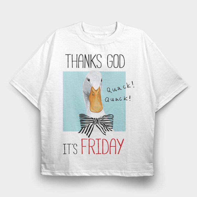 Duck Quack Friday, Tricou Oversize Barbati (Unisex)