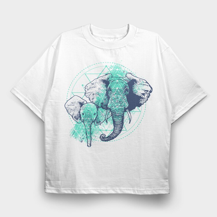Elephant Spirit Circle, Tricou Oversize Barbati (Unisex)