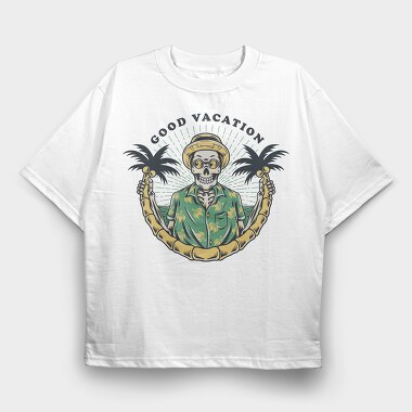 Good Vacation Skull, Tricou Oversize Barbati (Unisex)