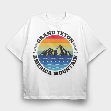 Grand Teton Mountain, Tricou Oversize Barbati (Unisex)
