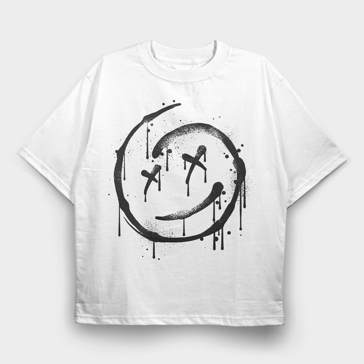 Grunge Smiley, Tricou Oversize Barbati (Unisex)