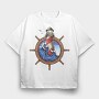Lighthouse Storm Ship Wheel, Tricou Oversize Barbati (Unisex)