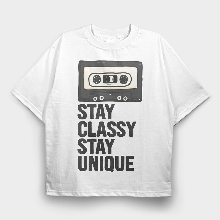 Stay Classy Tape, Tricou Oversize Barbati (Unisex)