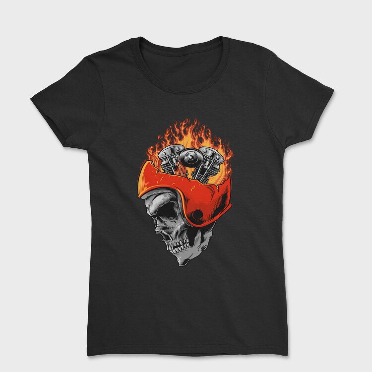 Motorcycle Skull Fire, Tricou Femei