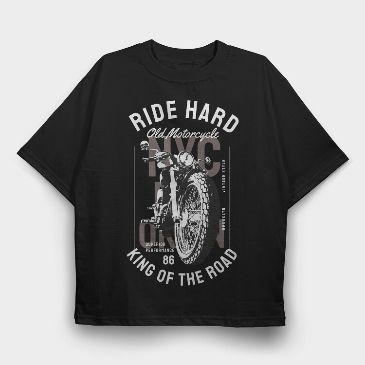 Ride Hard Nyc King, Tricou Oversize Barbati (Unisex)
