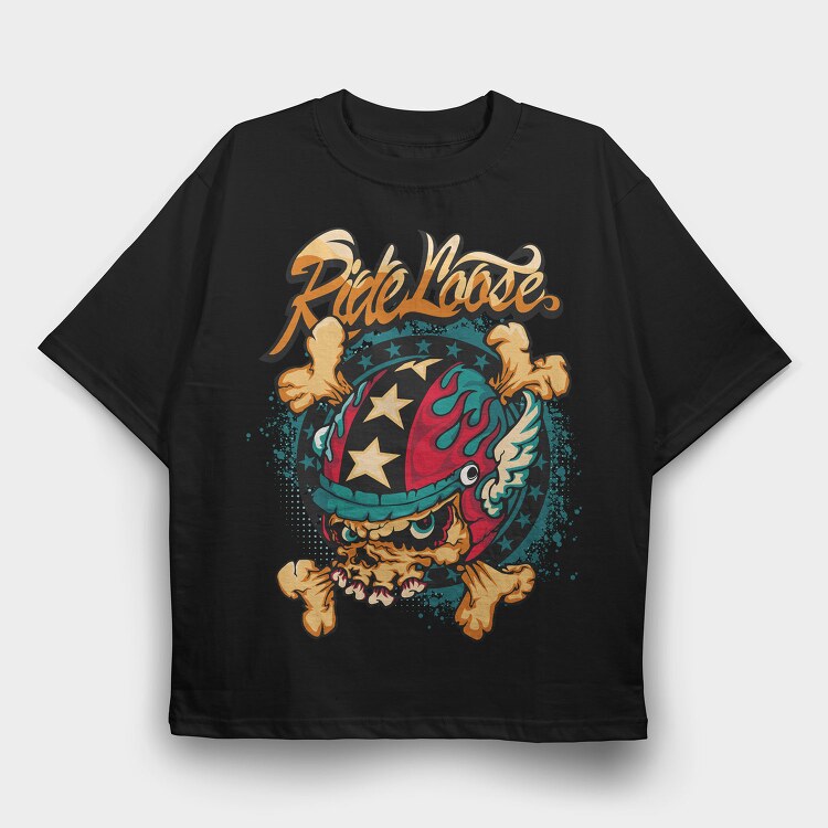 Ride Loose Skull, Tricou Oversize Barbati (Unisex)