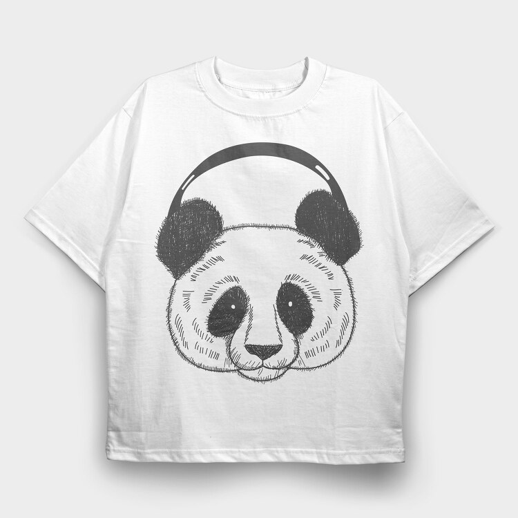 Panda Headphones, Tricou Oversize Barbati (Unisex)