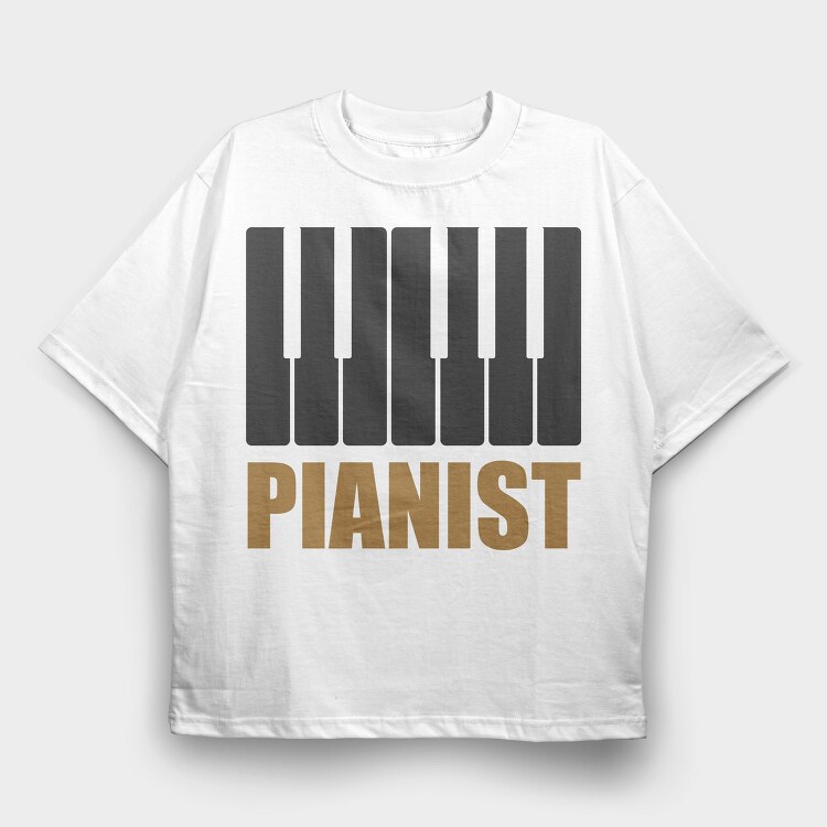 Piano Keys Gold, Tricou Oversize Barbati (Unisex)
