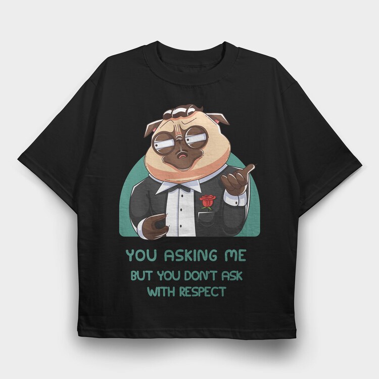 Pug In Tuxedo, Tricou Oversize Barbati (Unisex)