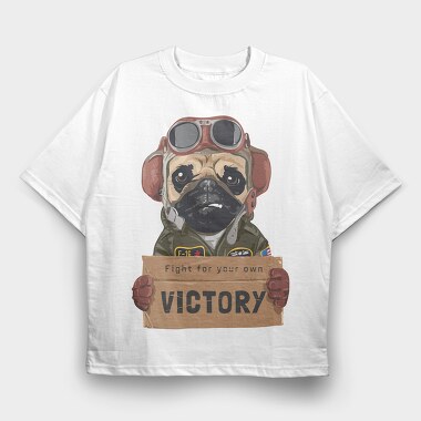 Pug Pilot Victory, Tricou Oversize Barbati (Unisex)