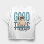 Pug Surfing Good Waves, Tricou Oversize Barbati (Unisex)