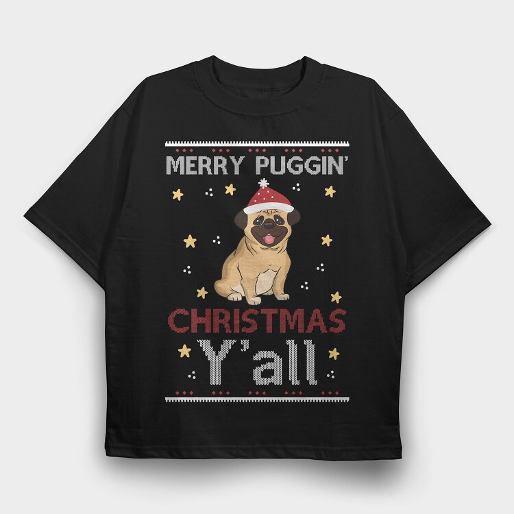 Pugmas Festive, Tricou Oversize Barbati (Unisex)