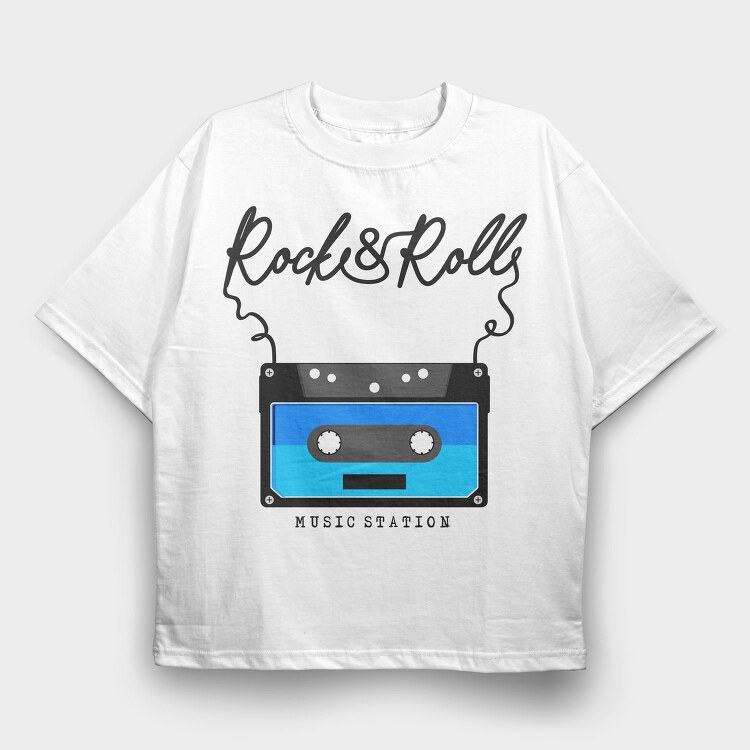 Rock And Roll Cassette, Tricou Oversize Barbati (Unisex)