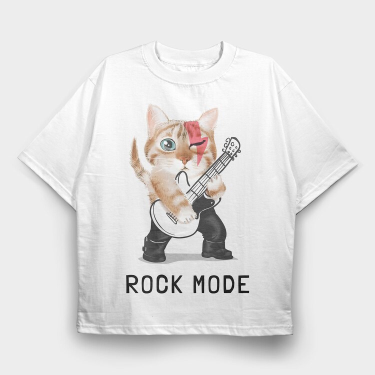 Rock Kitty Guitar, Tricou Oversize Barbati (Unisex)