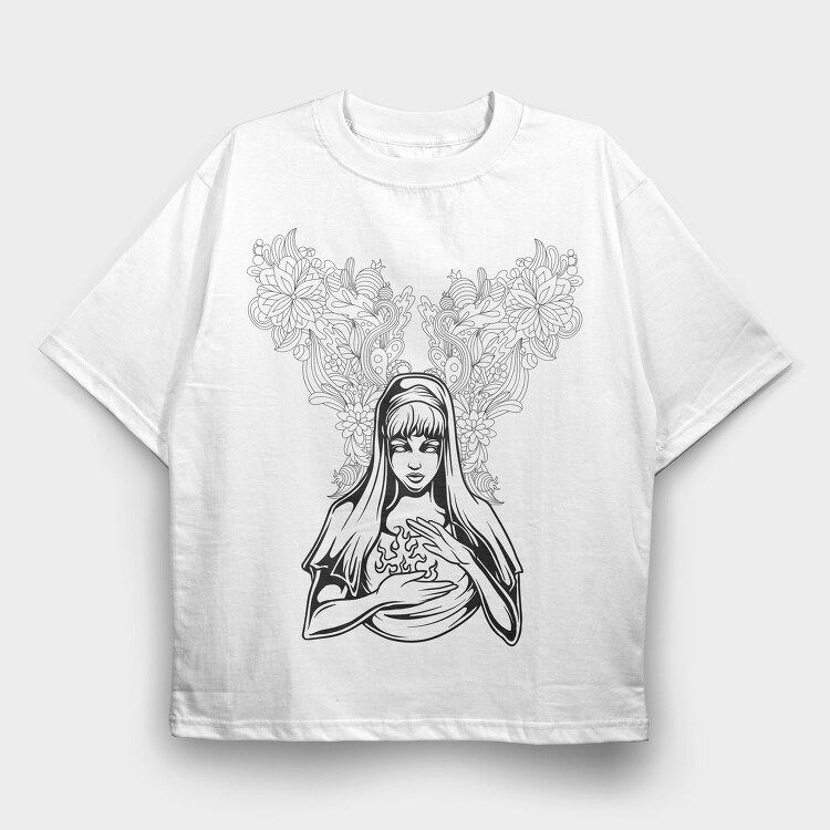 Sacred Heart Of Mary, Tricou Oversize Barbati (Unisex)