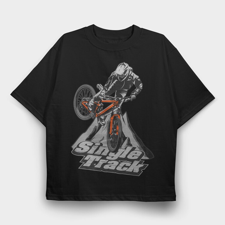 Single Track, Tricou Oversize Barbati (Unisex)
