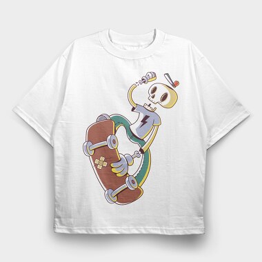 Skateboard Skeleton, Tricou Oversize Barbati (Unisex)