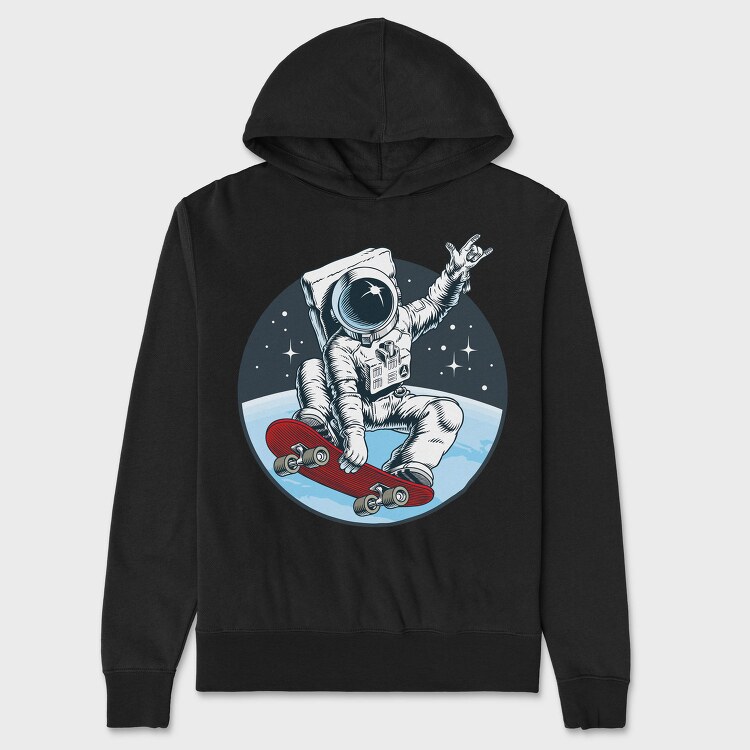Space Skate Astronaut, Hanorac Oversize Barbati (Unisex)