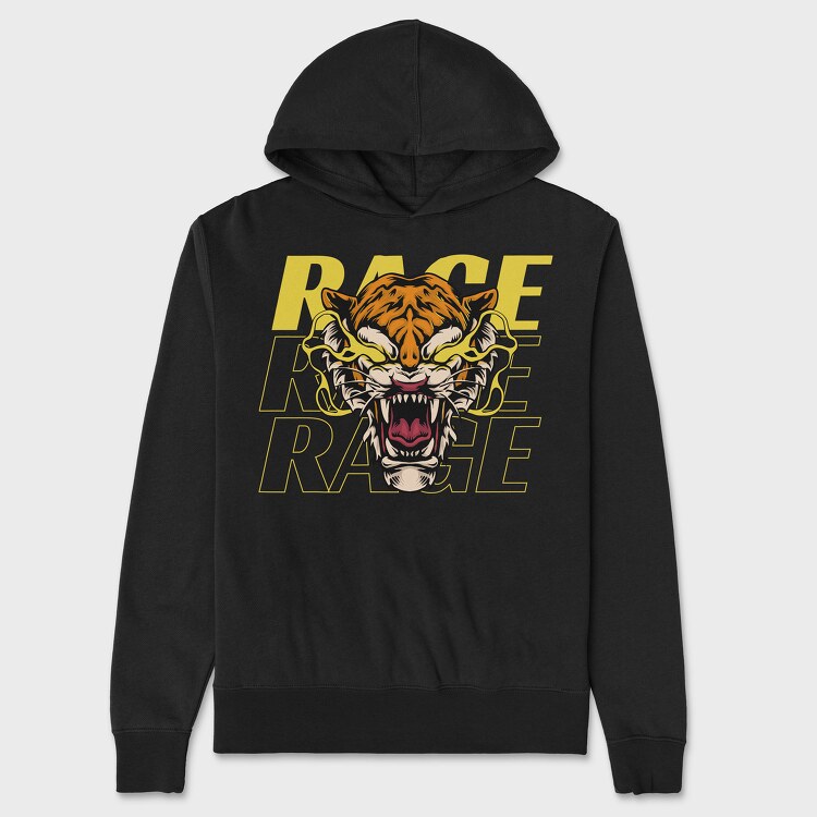 Rage Tiger, Hanorac Oversize Barbati (Unisex)