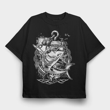 Tuna Anchor Hunt, Tricou Oversize Barbati (Unisex)