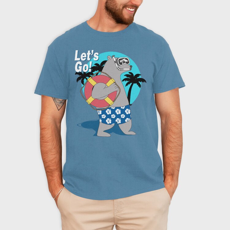 Lets Go Snorkel Bear, Tricou Barbati (Unisex)