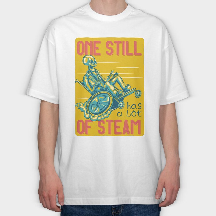 Skeleton Steam Ride, Tricou Oversize Barbati (Unisex)