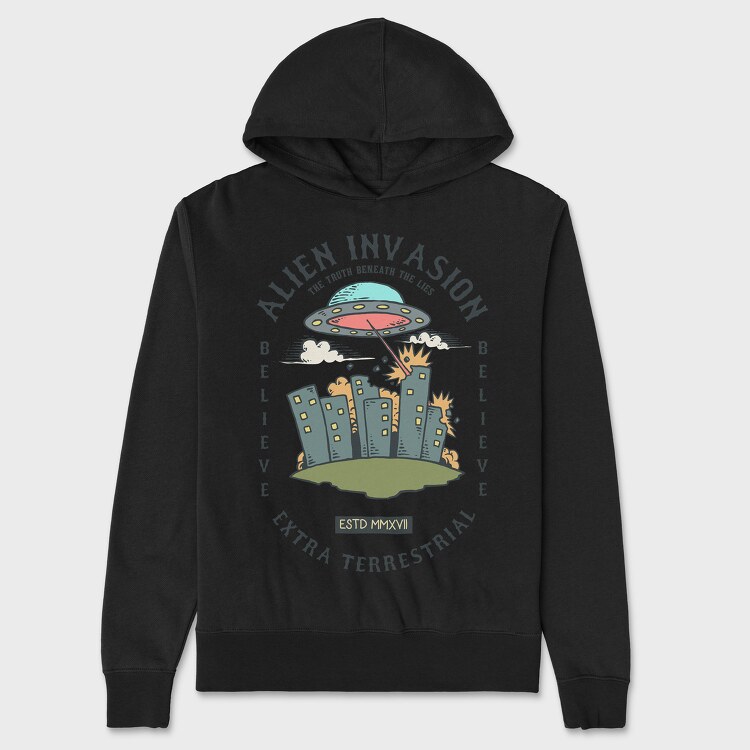 Alien Attack, Hanorac Oversize Barbati (Unisex)