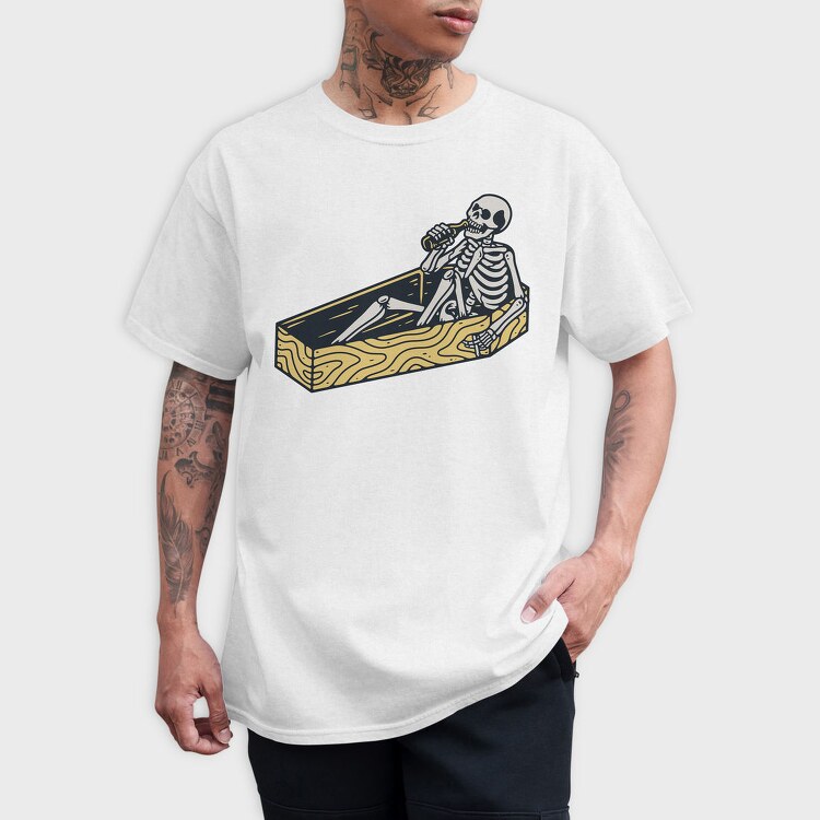 Skeleton In Coffin, Tricou Barbati (Unisex)