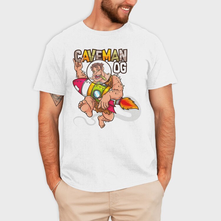 Caveman Rocket Ship, Tricou Barbati (Unisex)