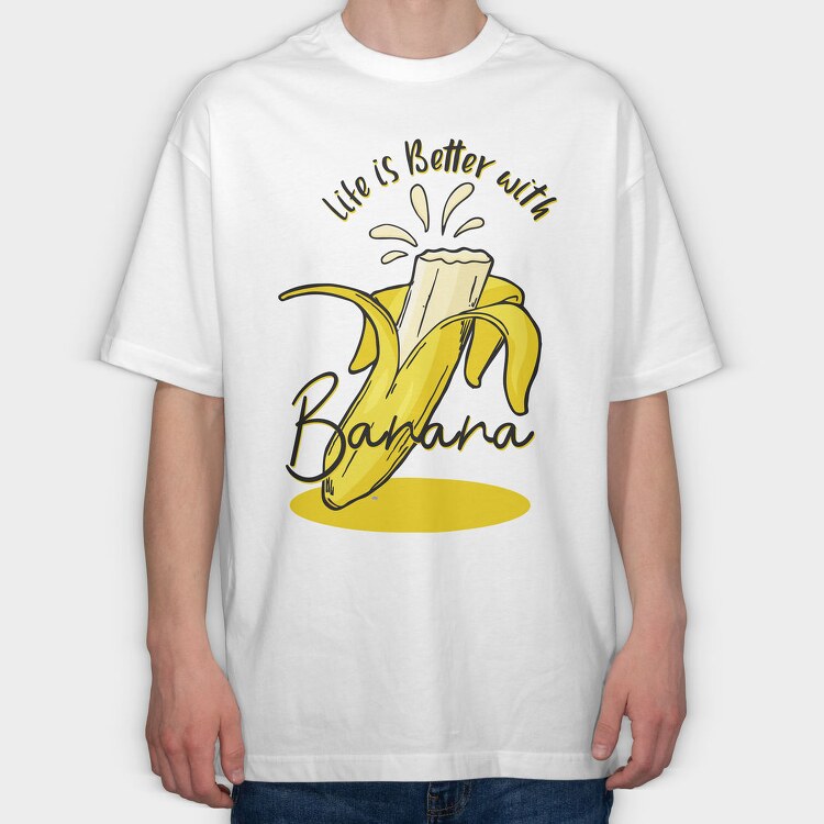 Life Is Better Banana, Tricou Oversize Barbati (Unisex)