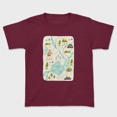 Adventure Hiking Map Illustration, Tricou Copii