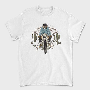 Biker Skeleton Cactus, Tricou Barbati (Unisex)