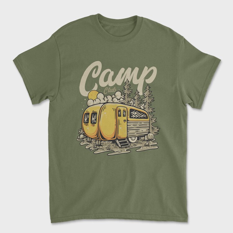 Camp Club With Camp Trailer in the Wild, Tricou Barbati (Unisex)