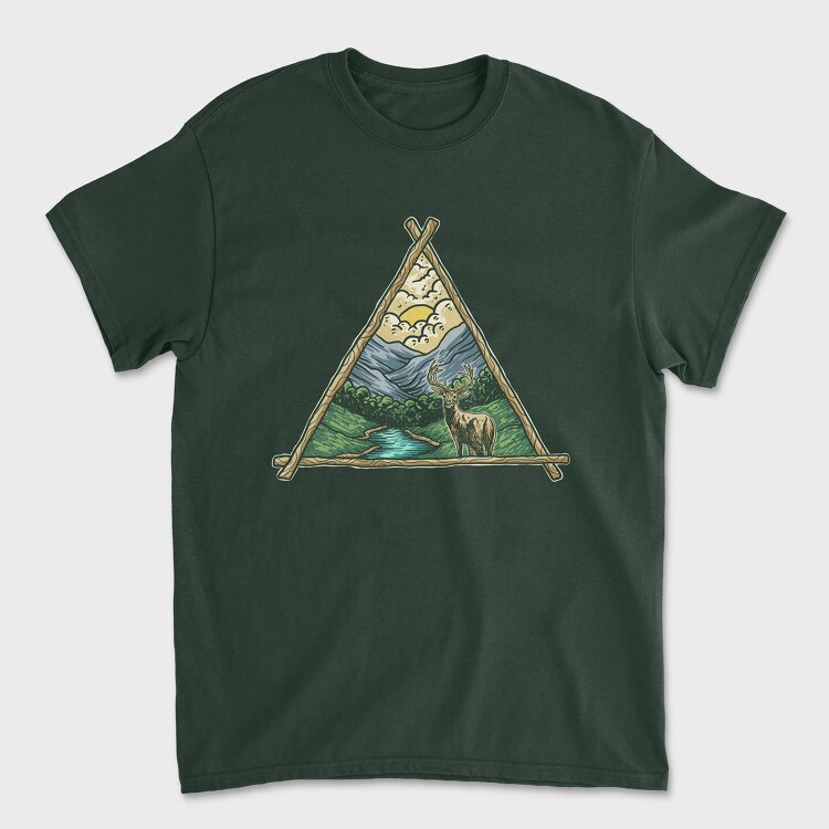 Tricou Barbati (Unisex), Deer Triangle Landscape