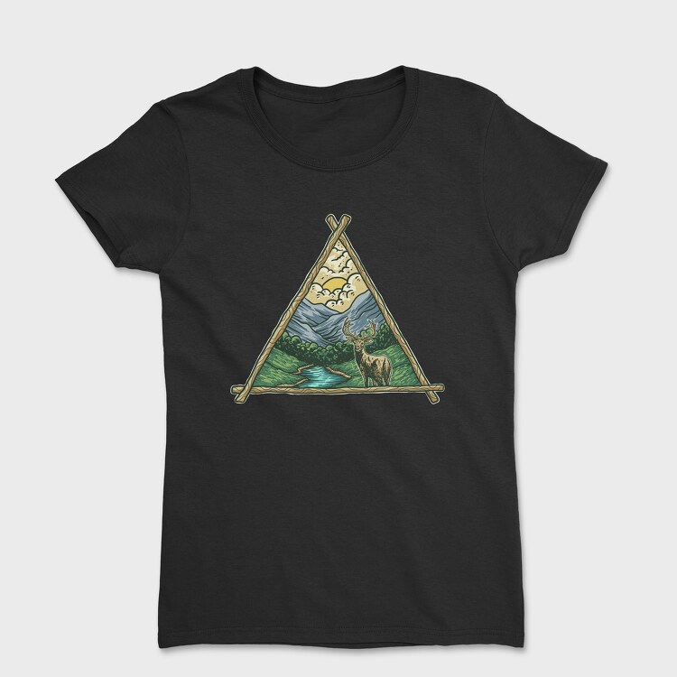 Tricou Femei, Deer Triangle Landscape