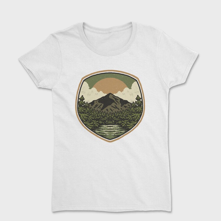 Green Vintage Landscape, Tricou Femei