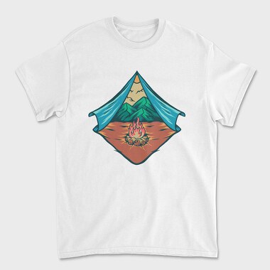 Mountain Camping Illustration 2, Tricou Barbati (Unisex)