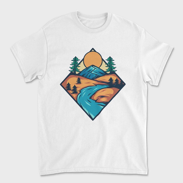 Tricou Barbati (Unisex), Mountain Illustration 3